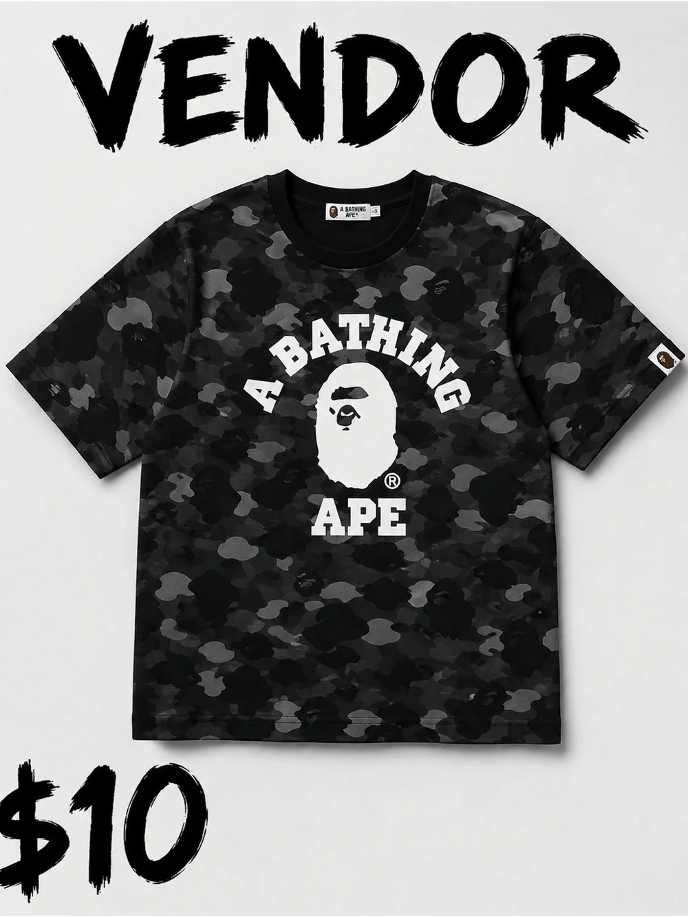 Gucci Black and Gray Camo Logo Short Sleeve Tee